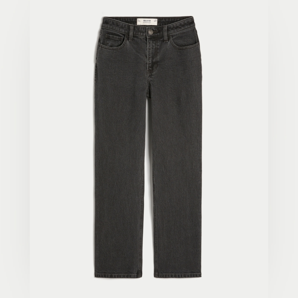 Hollister High-Rise Washed Black Straight Jeans